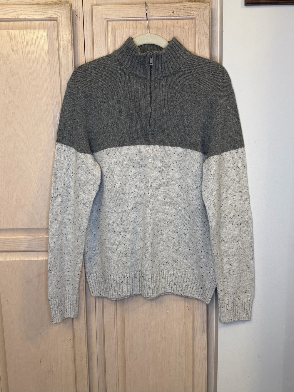 Sonoma Two-Tone Zip Sweater in Dark Gray & Light Gray